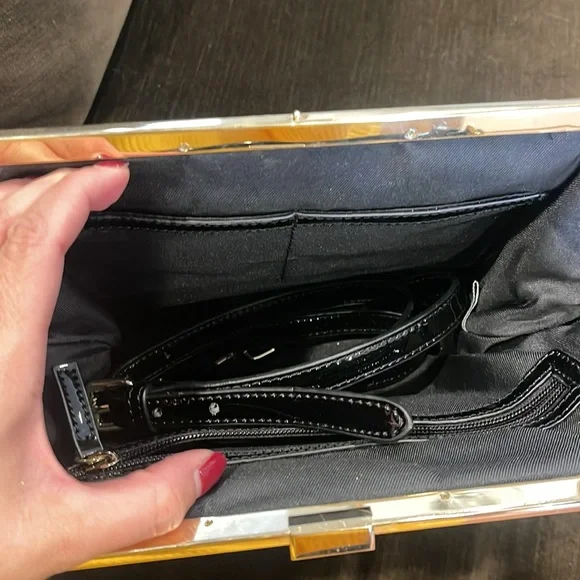 Black Patent Leather Evening Bag - Picture 2 of 4